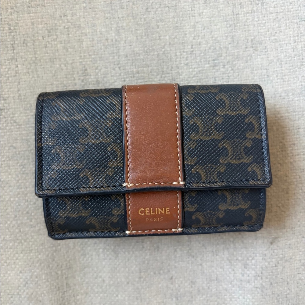 Celine Black and Brown Leather Wallet